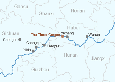 Mittellauf des Yangtze, Yangtze Fluss Karte