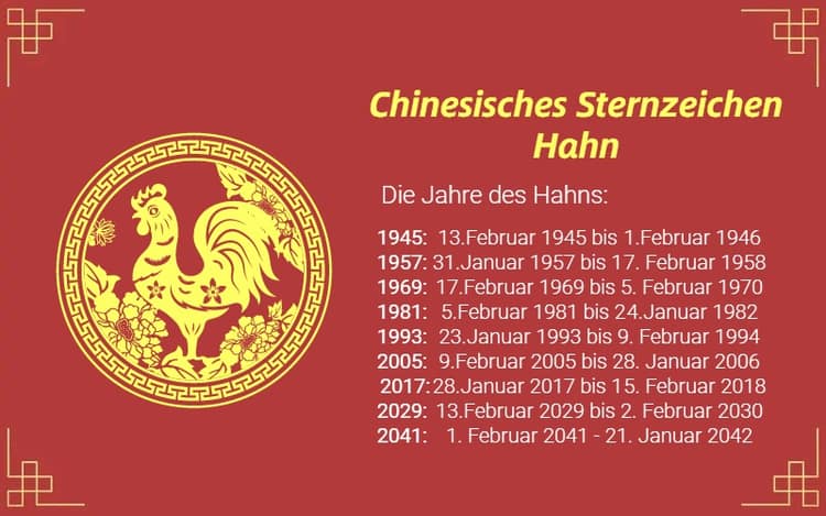 Chinesisches Sternzeichen Hahn