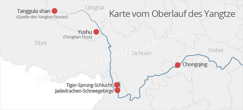 Karte des Yangtse Flusses