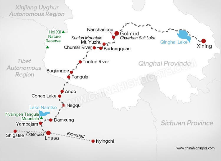 Tibetbahn Strecke